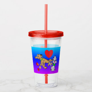 Cartoon Tumbler: Cute Dog and Cat Acrylic Tumbler