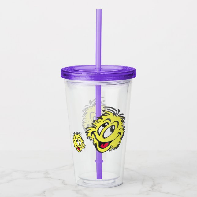 Cartoon Tumbler: Funny Happy Tennis Ball Acrylic Tumbler (Front)