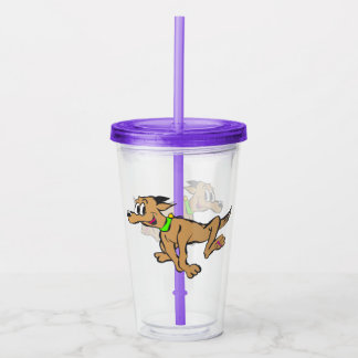 Cartoon Tumbler: Running Happy Dog Acrylic Tumbler