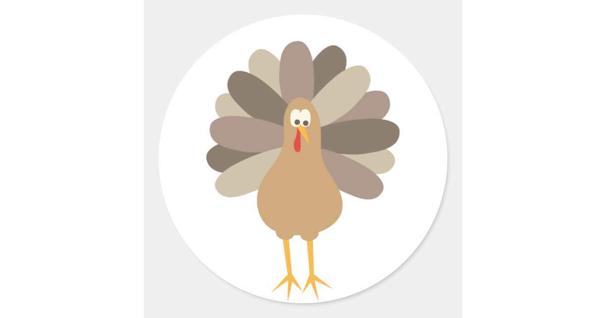 Cartoon Turkey Classic Round Sticker | Zazzle