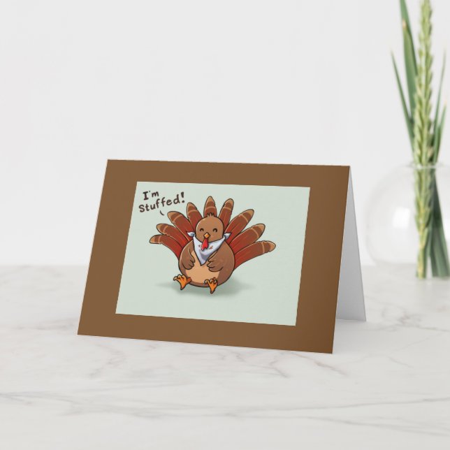 CARTOON TURKEY IS STUFFED WITH LOVE FOR "YOU" HOLIDAY CARD (Front)