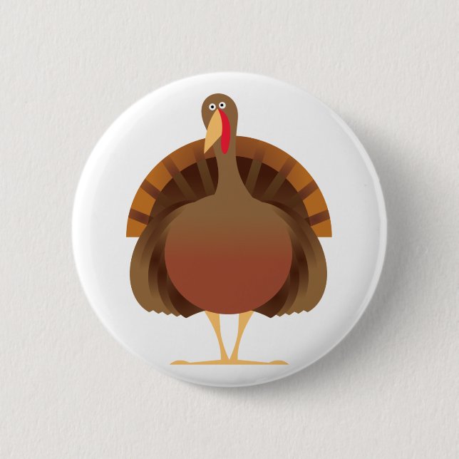 Cartoon Turkey Pinback Button (Front)
