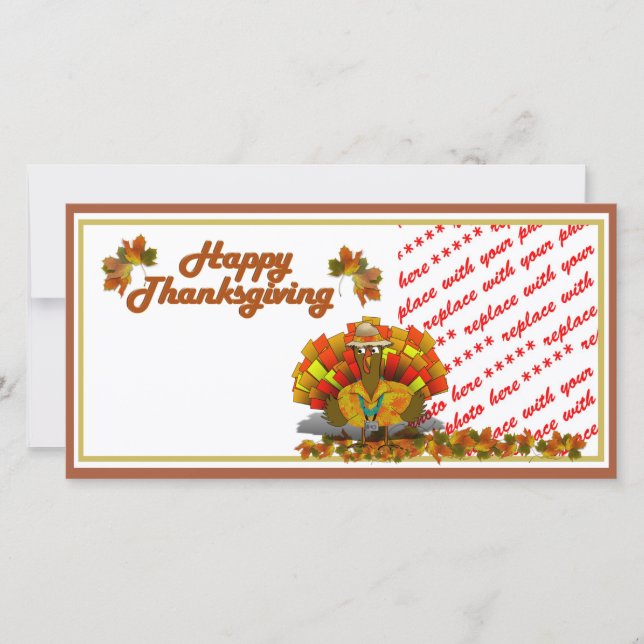 Cartoon Turkey Tourist  Photo Frame Holiday Card (Front)