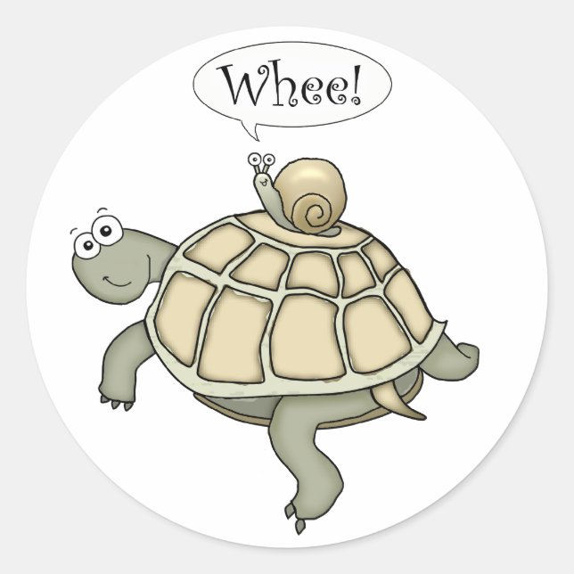 Cartoon turtle and snail Whee! Fun sticker gifts. (Front)