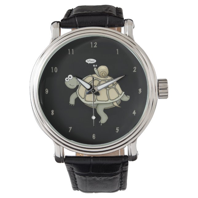 Cartoon turtle and snail "Whee!" watch (Front)