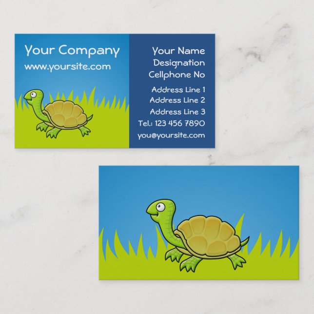 Cartoon Turtle Business Card (Front/Back)