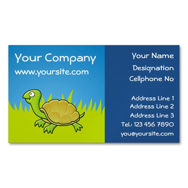 Cartoon Turtle Business Card Magnet (Front)