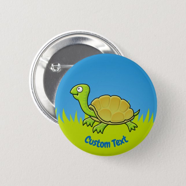 Cartoon Turtle Button (Front & Back)