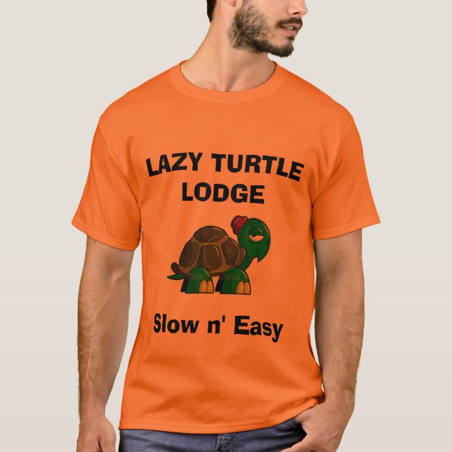 cartoon-turtle-clipart, LAZY TURTLE LODGE, Slow... T-Shirt (Front)