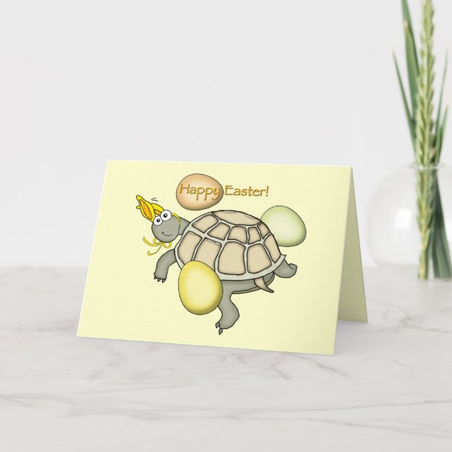 Cartoon turtle Easter bunny! Holiday Card (Front)