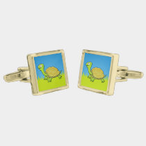 Cartoon Turtle Gold Cufflinks