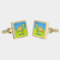 Cartoon Turtle Gold Cufflinks