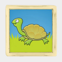 Cartoon Turtle Gold Finish Lapel Pin