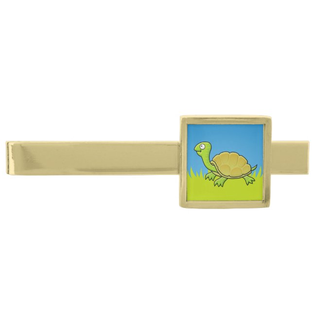 Cartoon Turtle Gold Finish Tie Bar (Front)