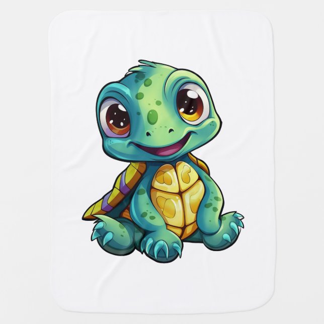 Cartoon turtle illustration baby blanket (Front)
