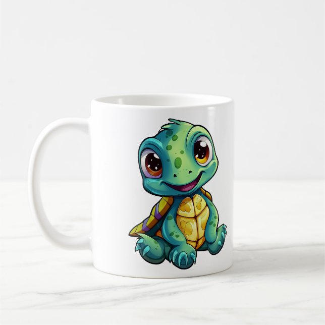 Cartoon turtle illustration coffee mug (Left)