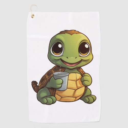 Cartoon turtle illustration golf towel