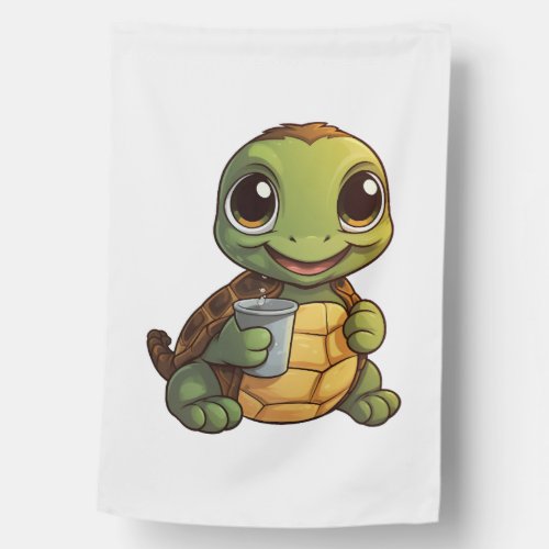 Cartoon turtle illustration house flag