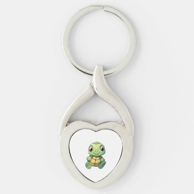 Cartoon turtle illustration keychain (Front)