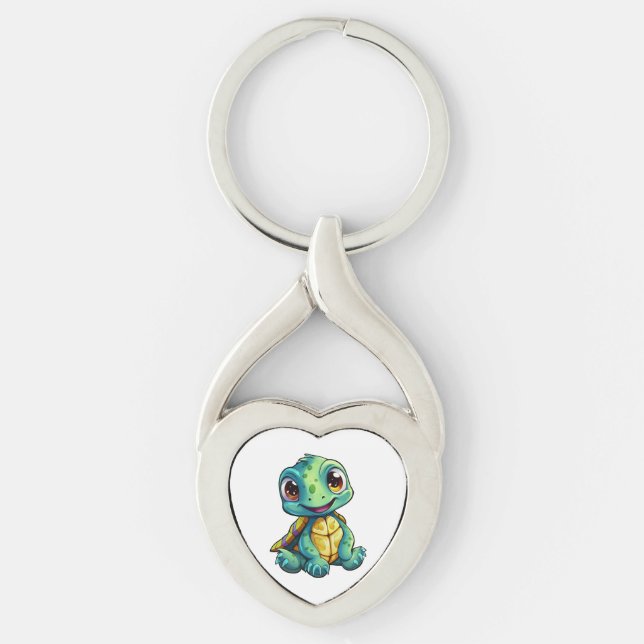 Cartoon turtle illustration keychain (Front)