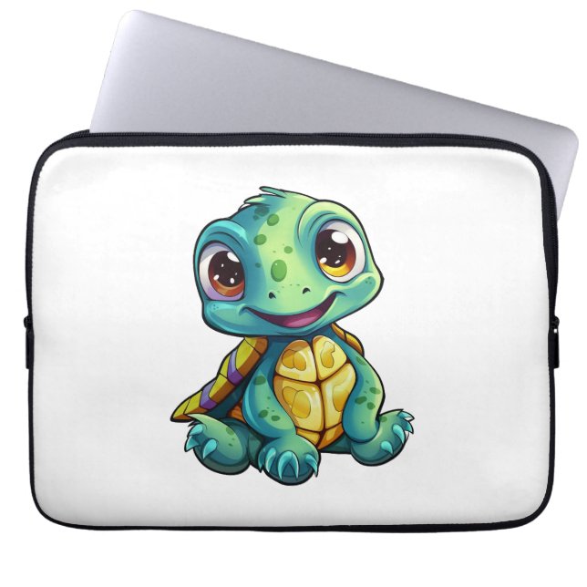 Cartoon turtle illustration laptop sleeve (Front)