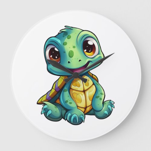 Cartoon turtle illustration large clock