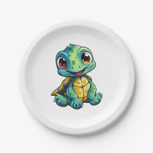Cartoon turtle illustration paper plates