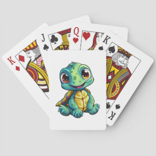 Cartoon turtle illustration poker cards
