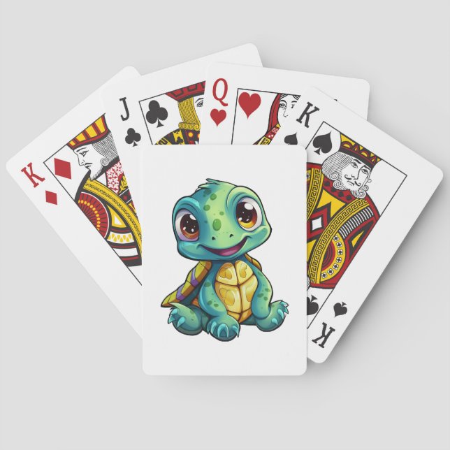 Cartoon turtle illustration poker cards (Back)