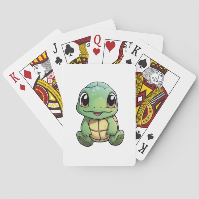 Cartoon turtle illustration poker cards (Back)