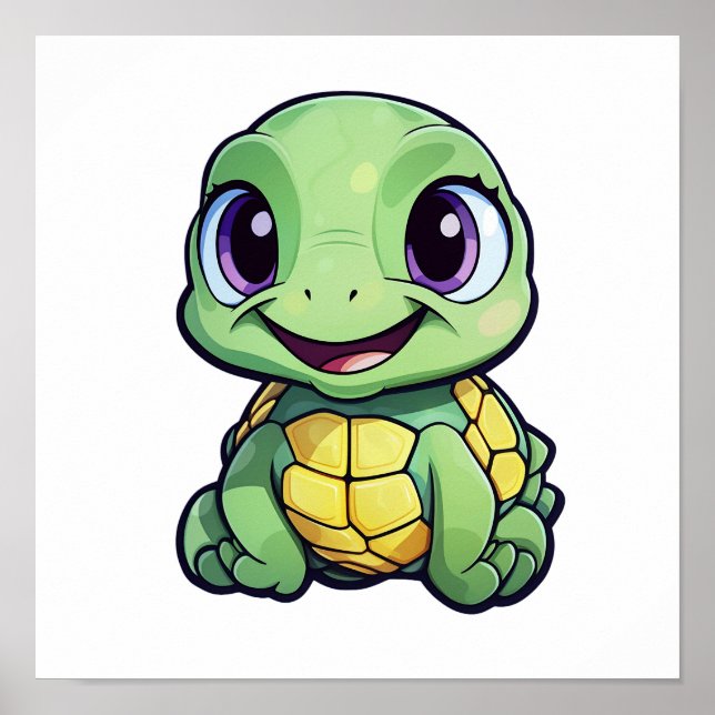 Cartoon turtle illustration poster (Front)