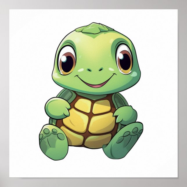 Cartoon turtle illustration poster (Front)