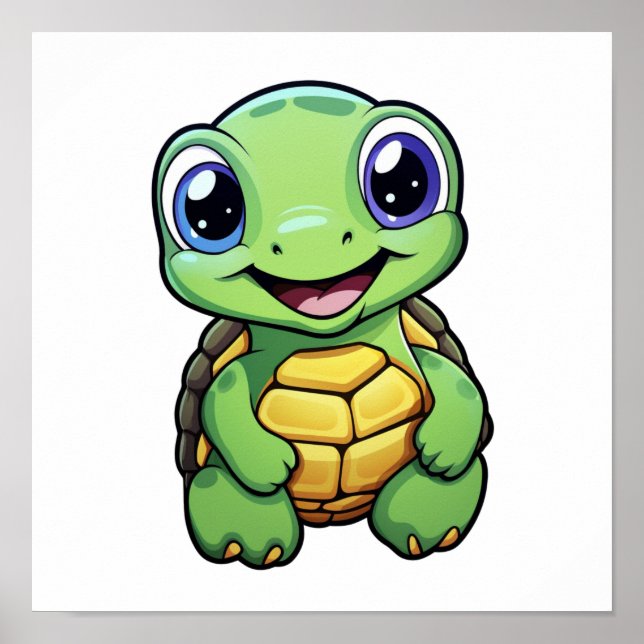 Cartoon turtle illustration poster (Front)