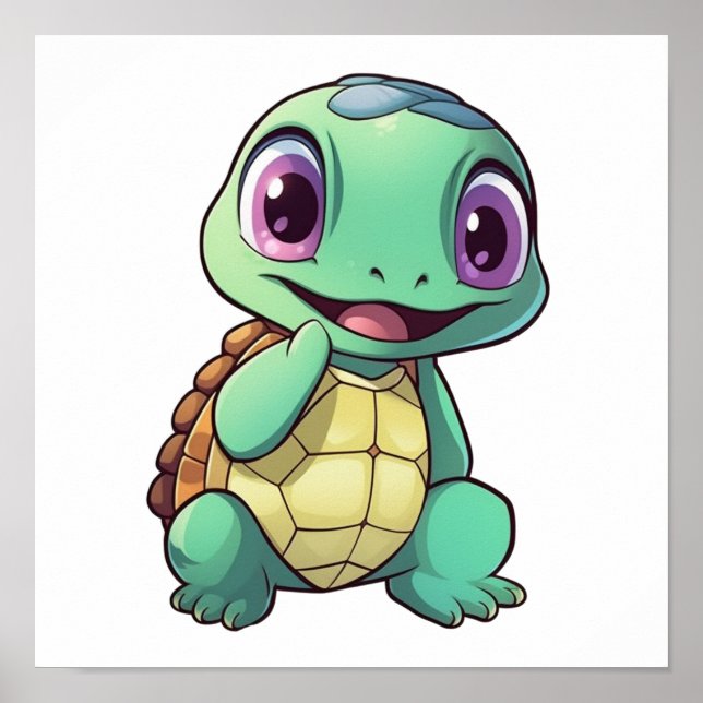 Cartoon turtle illustration poster (Front)