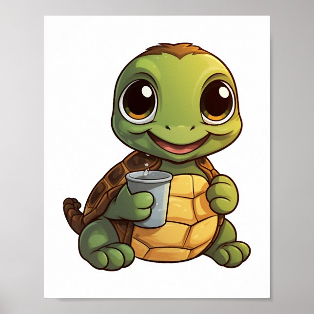 Cartoon turtle illustration                poster (Front)
