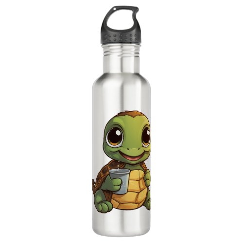 Cartoon turtle illustration stainless steel water bottle