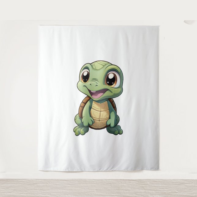 Cartoon turtle illustration      tapestry (Front)