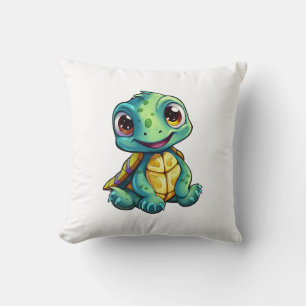 Cartoon turtle illustration throw pillow