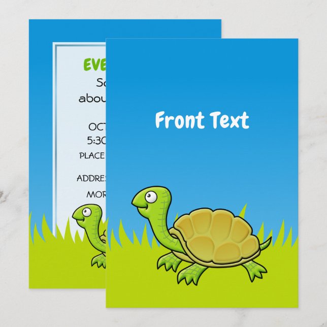 Cartoon Turtle Invitation (Front/Back)