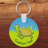 Cartoon Turtle on Grass Keychain (Front)