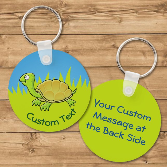 Cartoon Turtle on Grass Keychain (Creator Uploaded)