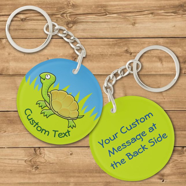Cartoon Turtle on Grass Keychain (Creator Uploaded)