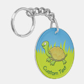 Cartoon Turtle on Grass Keychain (Front Left)