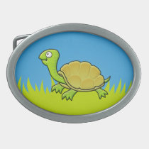 Cartoon Turtle Oval Belt Buckle