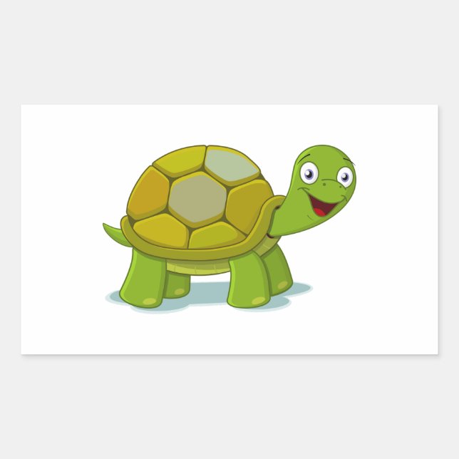 Cartoon Turtle Rectangular Sticker (Front)