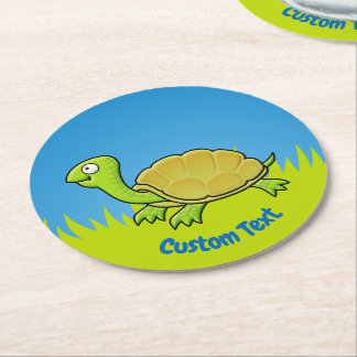 Cartoon Turtle Round Paper Coaster