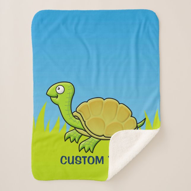 Cartoon Turtle Sherpa Blanket (Front)