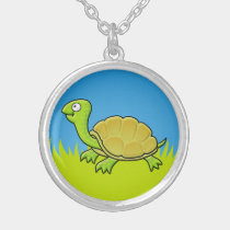 Cartoon Turtle Silver Plated Necklace