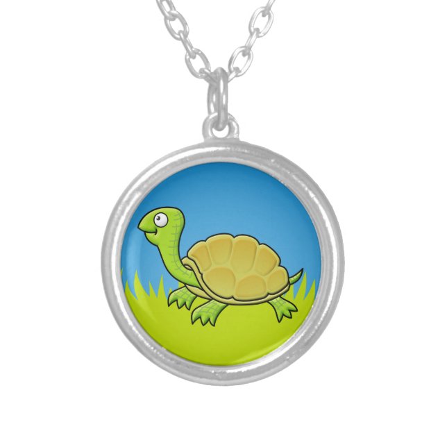 Cartoon Turtle Silver Plated Necklace (Front)