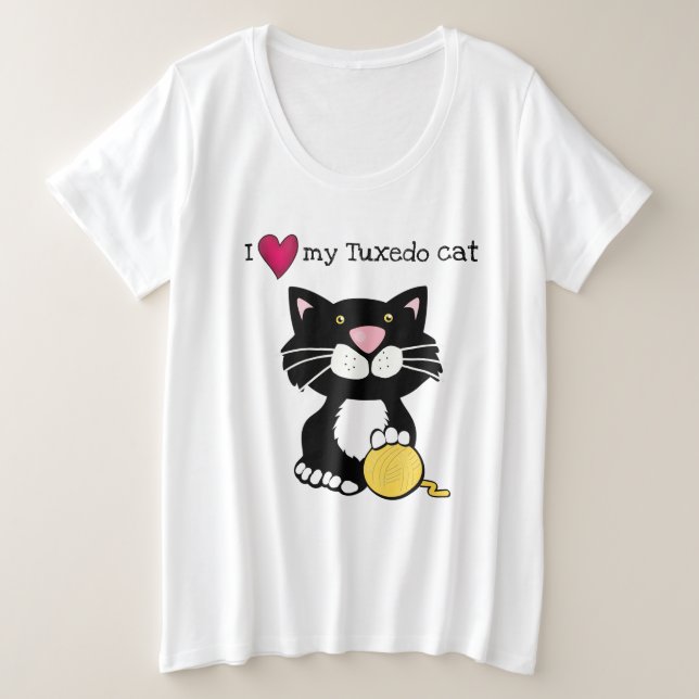 Cartoon Tuxedo Cat Tee Shirt (Design Front)